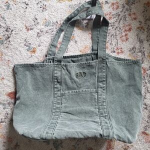 GAP Classic Thyme Green Logo Canvas Tote Bag